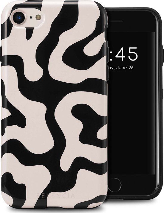 Selencia Vivid Backcover - Art Wave Black - iPhone SE (2022) / SE (2020) / 8 / 7 / 6s / 6 Hoesje