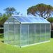 Serre en aluminium et polycarbonate de 2 m de large, 5,5 m², fondation, puits de lumière, loquet de porte