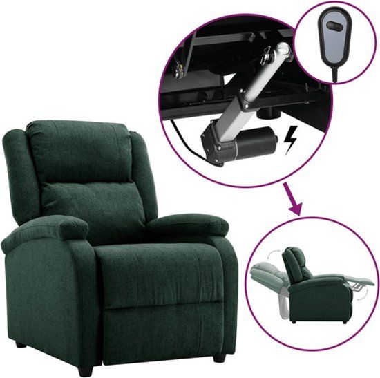 vidaXL Fauteuil verstelbaar elektrisch stof donkergroen