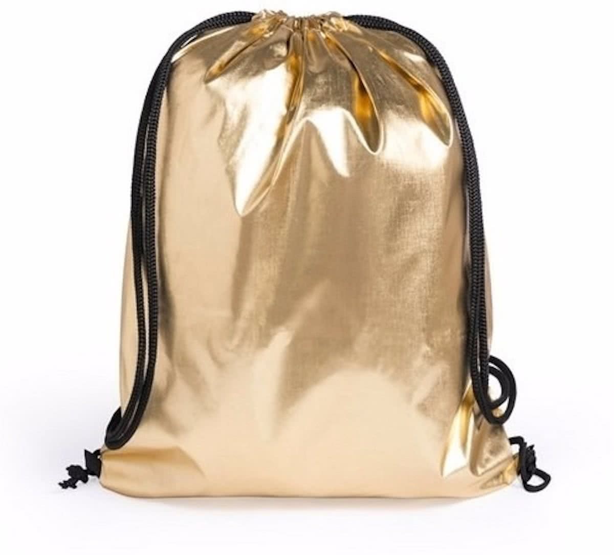 - Goud metallic gymtas met rijgkoord