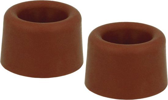 AMIG Deurstopper/deurbuffer - 2x - D40mm - inclusief schroeven - rubber - bruin