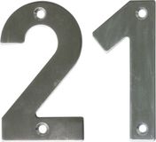 AMIG Huisnummer 21 - massief Inox RVS - 10cm - zilver