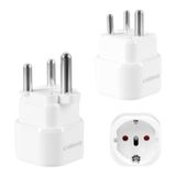 Set van 2 reisadapters, Zuid-Afrika, stekker India, stekker type D/M stopcontact, stroomadapter IN, bus voor EU naar Zuid-Afrika, India, Sri Lanka, Namibië, Nepal