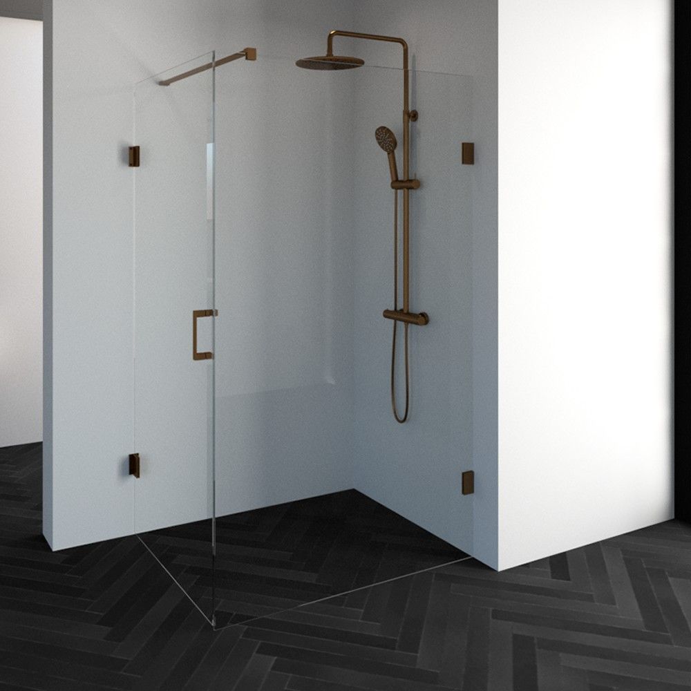 Tapo Creative rechthoekige douchecabine 2 delig 120x90 koper - 200cm hoog