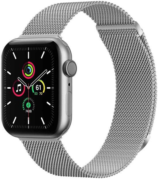 imoshion Milanees magnetisch bandje - Geschikt voor Apple Watch 1, 2, 3, 4, 5, 6, 7, 8, 9, 10, 11, SE, Ultra (2 / 3) - 44/45/46/49 mm - Zilver