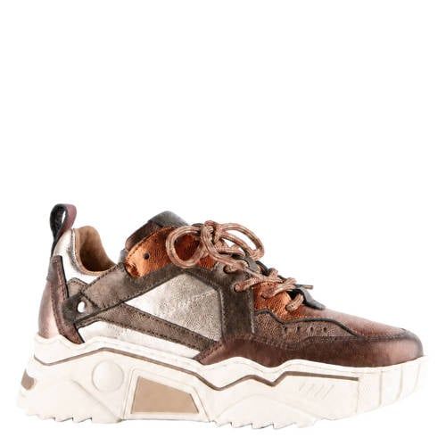 DWRS Pluto leren sneakers chunky donkerbruin