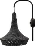 Antigo Grijze wandlamp met handgemaakte, katoenen kap in boho-stijl, MAHAKA 4034