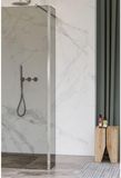 Fortifura Galeria zijwand - 40x200cm - rookglas - 8mm - met hoekprofiel - PVD - geborsteld RVS