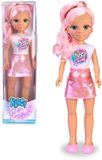 Pinypon modepop Nancy Shine 45cm roze pop met glanzend haar.
