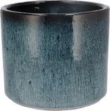 DK Design Bloempot Blue Glaze - Denimblauw - Aardewerk - Rond - D15 x H17 cm