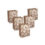 SIGEL GT131 Kleine geschenktas, bruin/wit, dennenappels en dennentakken, met bodeminzet en handgrepen in bijpassende kleur, kunststof, bruin karton, 18 x 23 x 10 cm, 5 stuks