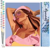Figured'Art Schilderen op Nummer Volwassenen canvas Zonovergoten meisje- Handwerk acrylverf Kit DIY Compleet - 40x50cm zonder frame