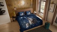 Pure dekbedovertrek wolf bij maanlicht - Lits jumeaux 240x200/220 cm - Blauw - Microvezel