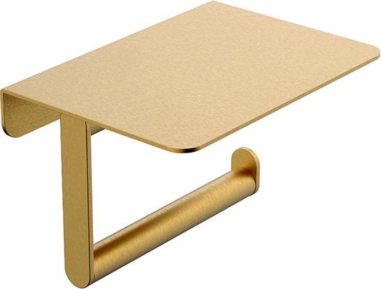 Wiesbaden Alonzo Toilet Roll Holder with Shelf Brushed Brass