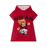 AC Milan Poncho voor kinderen, 60 x 120 cm, 100% katoen, officieel product, Rood