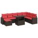 vidaXL ensemble de meubles de jardin 9 pièces avec coussins, marron, polyrotin