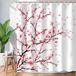 LIVILAN Kersenbloesem badkamergordijn met haken, roze bloemendouchegordijn stof Sakura badgordijn, decoratief bloemendouchegordijn voor badkamer machine wasbaar, 72 inch WX 72 inch H