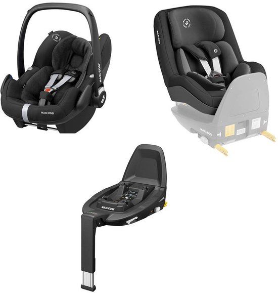 Maxi-Cosi Pebble Pro & Pearl Pro² autostoelen met FamilyFix 3 base bundel - vanaf de geboorte tot 4 jaar, Black