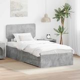 vidaXL Bedframe met lade Beton Grijs 100 x 200 cm Bewerkt hout