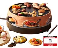 Merkloos Pizza oven 3-in-1 pizza raclette grill Mini pizza 6 personen Terracotta-oranje