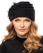 Vivisence Dames Wintermuts - Handgemaakt Van 100 Procent Wol Met Bloemapplicatie Kralen Details Brede Manchet Met Plooien - Zachte Pasvorm Warm En Comfortabel Voor Koude Winterdagen - Zwart