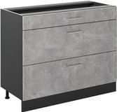 Vicco Keukenonderkast R-Line, Beton/Antraciet, 100 cm zonder werkblad