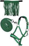 Set HKM - Halsterset Lilly - Inclusief Vliegenfrontriem - Groen - Maat Cob