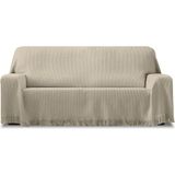ECOMMERC3 Multifunctionele sprei, omkeerbaar, 230 x 260 cm, jacquard, met franjes, natuurlijke kleuren