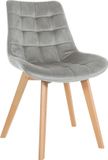 CLP Brook Eetkamerstoel - Hout frame - Fluweel - Velvet - grijs