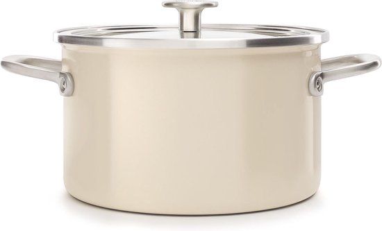 KitchenAid Steel Core Enamel Cookware - 20cm 3.7L - Almond White