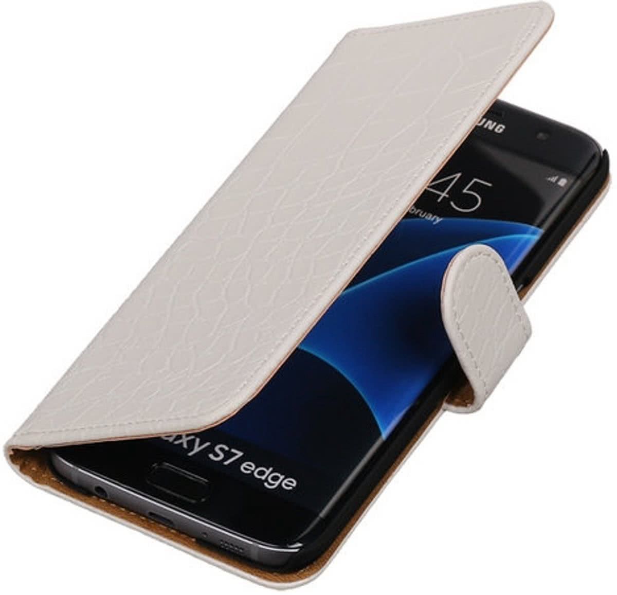 Best Cases Wit Krokodil Booktype Samsung Galaxy S7 Edge Wallet Cover Hoesje Gratis verzending Gratis retourneren Bescherm uw telefoon
