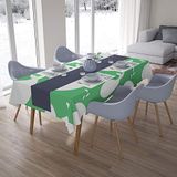 Bonamaison Tafelkleed, Anti-Mold, Sneldrogend, Waterdicht, 100% Polyester Tafellaken, Petroleum Groen, Wit, 140 x 200 Cm