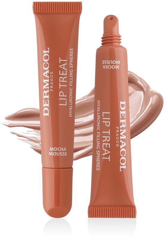 Dermacol Lip Treat Hyaluronic Lip Balm - Vegan Hydratatie - Glossy Tint - Mocha Mousse - Plumping Effect - Olive Oil Nourishing