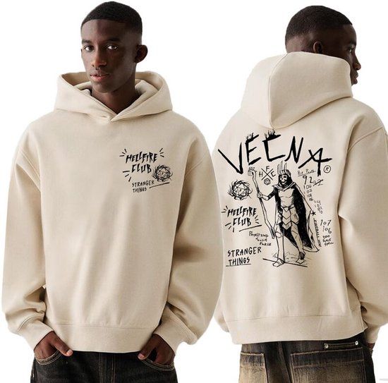 Stranger Things Vecna Doodle Heren Trui met capuchon - zand - XXL