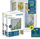 Hoberg Stuifmeelbescherming voor venster met magneetsluiting | Vliegennet kan individueel op maat worden gesneden tot 150 x 130cm, zonder boren of schroeven | Bevestiging met 16 magneten, grijs, 2 stuks