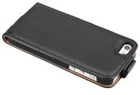 mumbi - 11660 echt lederen flip case compatibel met iPhone SE / 5 / 5S hoes lederen tas case wallet, zwart
