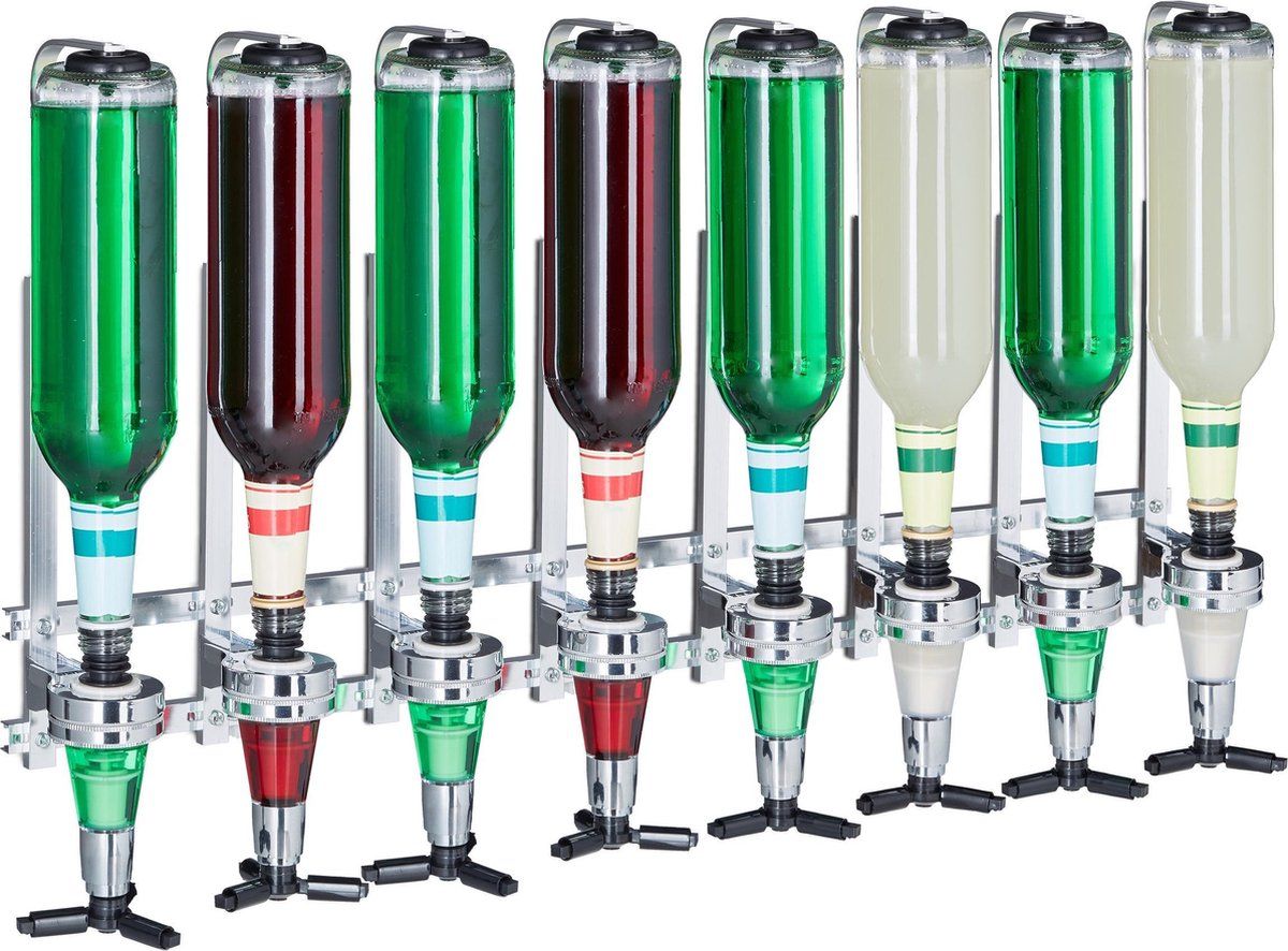 Relaxdays Bar Butler Muur - Drankdispenser - 8 Flessen
