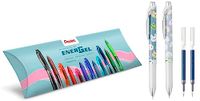 Pentel BLN75KW Energel Kawaii 0,5 mm zwarte inkt 2 stuks (textuur onigiro/uchiwa) & 2 gratis blauwe vullingen