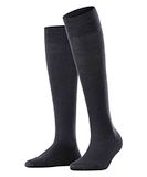 FALKE Sensitive Berlin drukvrije comfort tailleband wol katoen kniekousen dames blauw - maat 39-42
