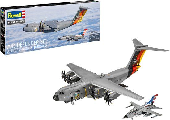 Revell Modelbouwpakket Vliegtuigen - 03789 Air Defender Set - Airbus A400M Atlas + Tornado IDS Plastic - 1:144 - Modelbouw