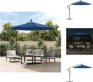 vidaXL Zweefparasol met LED en stalen paal 300 cm azuurblauw