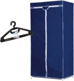 Merkloos / Sans marque Edco Eindhoven Bv Opvouwbare mobiele kledingkast - met blauwe hoes - 160 cm - incl. 10x plastic kledinghangers zwart