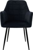 ECD Germany Eetkamerstoel set van 2 met rugleuning en armleuningen zwart Keukenstoel met microvezel fluwelen bekleding