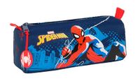 Spiderman Neon Etui met ritssluiting en vak, ideaal voor kinderen van schoolleeftijd, comfortabel en veelzijdig, kwaliteit en duurzaamheid, 21 x 7 x 8 cm, marineblauw