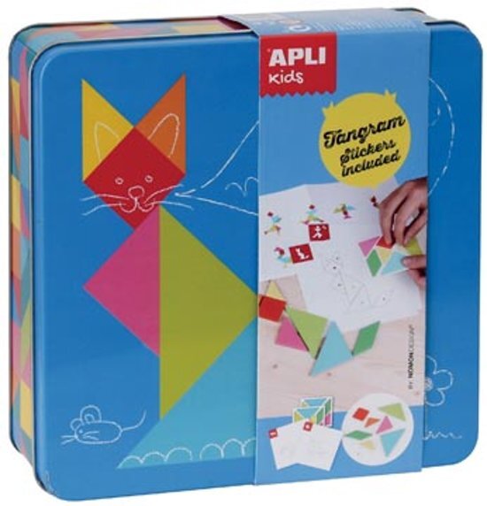 APLI Kids stickerspel tangram metalen doos