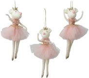 Decoris suspension de Noël souris polyester rose tulle paillettes 19,5cm sapin de Noël.