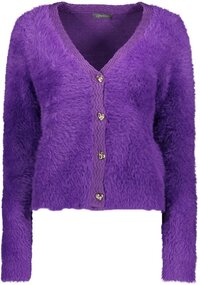 Geisha Fluffy Vest Met Hartjes Knopen - Paars - Maat L