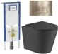 QeramiQ Dely Toiletset - 36.3x51.7cm - diepspoel - rimless - Geberit UP720 inbouwreservoir - softclose toiletzitting - bedieningsplaat - rechtehoekige knoppen - met Burda frame - mat zwart