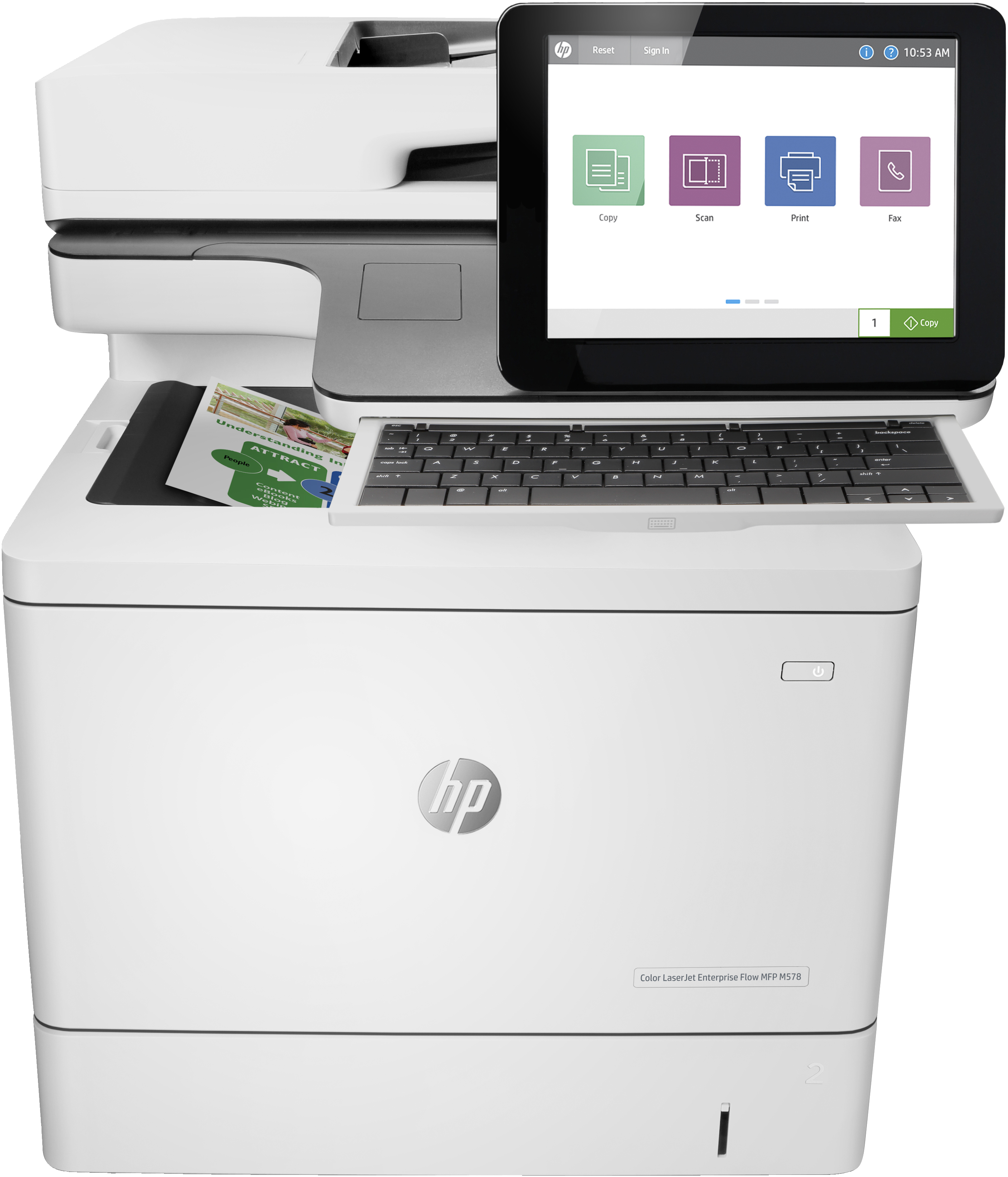 HP HP Color LaserJet Enterprise Flow MFP M578c, Color, Printer voor Printen, kopi&#235;ren, scannen, faxen, Dubbelzijdig printen; Automatische invoer voor 100 vellen; Energiezuinig