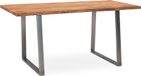 WOHNLING Bureau, 140x80x76 cm, acacia massief hout / metaal, bureau d'ordinateur avec bord de tronc, convient au travail à domicile, bureau, bois massif avec pieds trapèze en chrome, bureau en bois